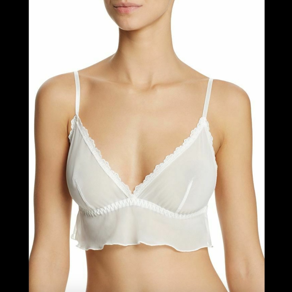 NWT $50 Hanky Panky Ruffle‎ Chiffon Bralette White